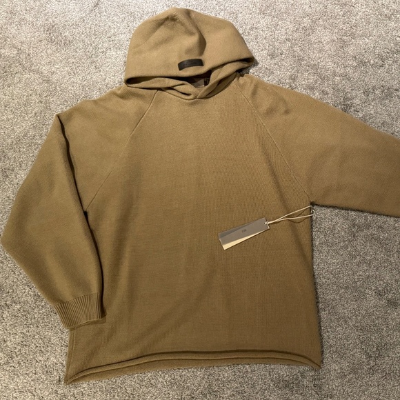 Fear of God Essential knitted hoodie beige tan - Picture 1 of 5